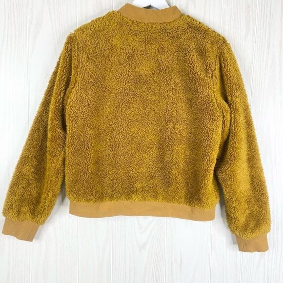 J. Crew Sherpa Bomber Jacket Gold Womens Size Small - Picture 2 of 4